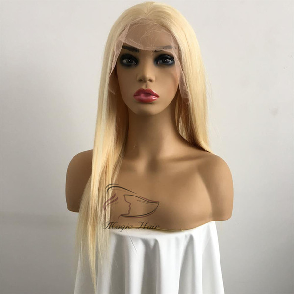 Full Lace Human Hair Wigs 150 Density Brazilian 613 Light Blonde Human Hair Straight Thick Glueless Lace Front Wigs With Baby Hair