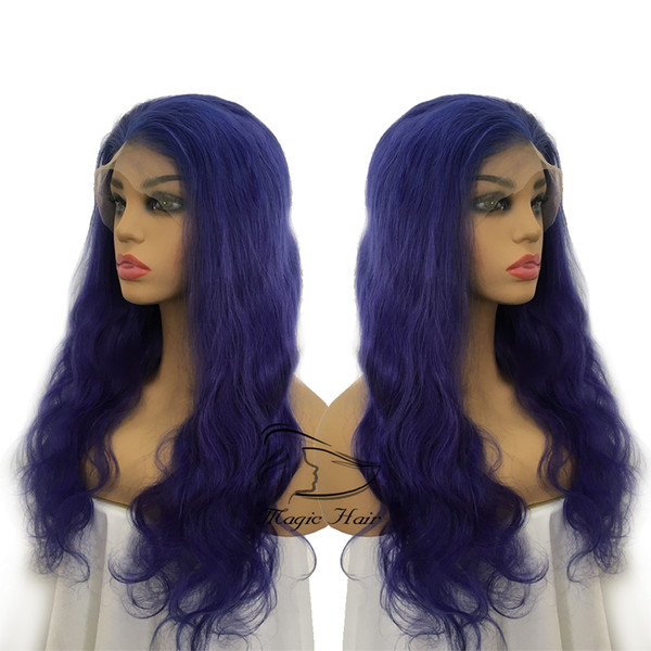 Full Lace Human Hair Wigs Purple Color Natural Wave Brazilian Virgin Human Hair Lace Front wig With Baby Hair Glueless