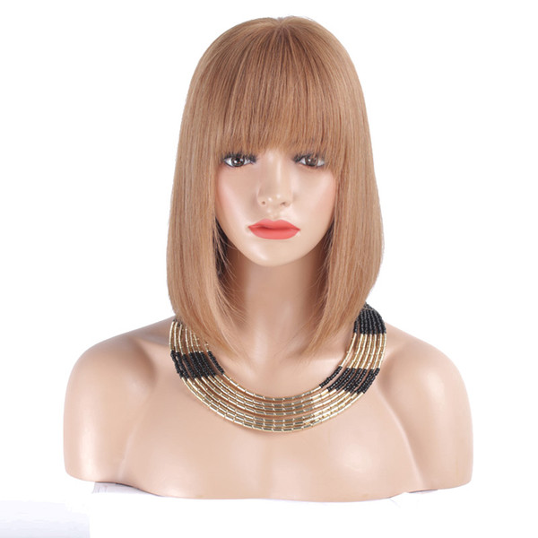 Full Lace Human Hair Wigs For Women #8 130% Density Peruvian Remy Hair Silky Straight Short Bob Lace Front human hair Wigs