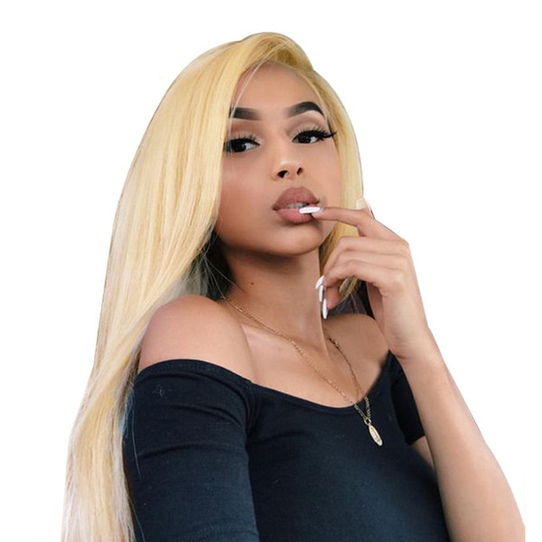 150 Density Brazilian Honey Blonde Human Hair Lace Front Wigs Color 613# Straight Thick Glueless Full Lace Human Hair Wigs With Baby Hair