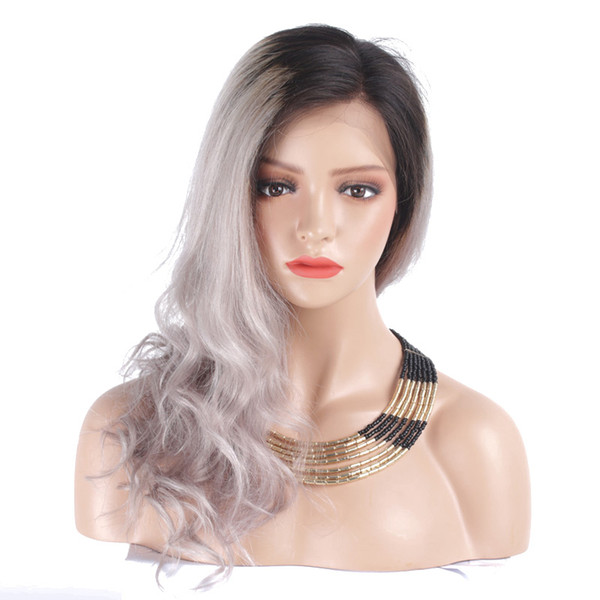 T1b/Grey Glueless Lace Front Human Wig with Baby Hair Pre Plucked 150 Density Brazilian Remy Hair Ombre Human Hair Wigs