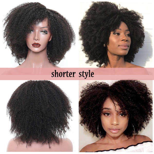 Afro Kinky Curly Human Hair Wig Short Bob 360 Lace Frontal Wig Brazilian Lace Frontal Wigs For Women 180% Long Black Remy