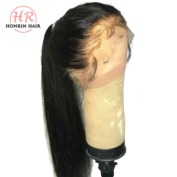 Honrin Hair 13x6 Deep Part Lace Front Wig Silky Straight Pre Plucked Hairline Malaysian Virgin Human Hair 150% Density Bleached Knots