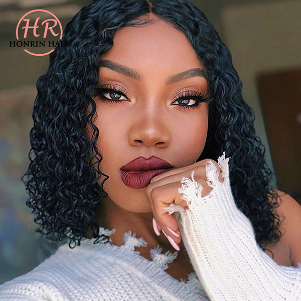 Honrin Hair Short Bob Curly Lace Front Wig Brazilian Virgin Human Hair Deep Curly Full Lace Wig Pre Plucked 150% Density Baby Hairs