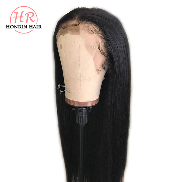 Honrin Hair Silky Straight 13x6 Deep Part Lace Front Wig Pre Plucked Malaysian Virgin Human Hair 150% Density Bleached Knots Glueless
