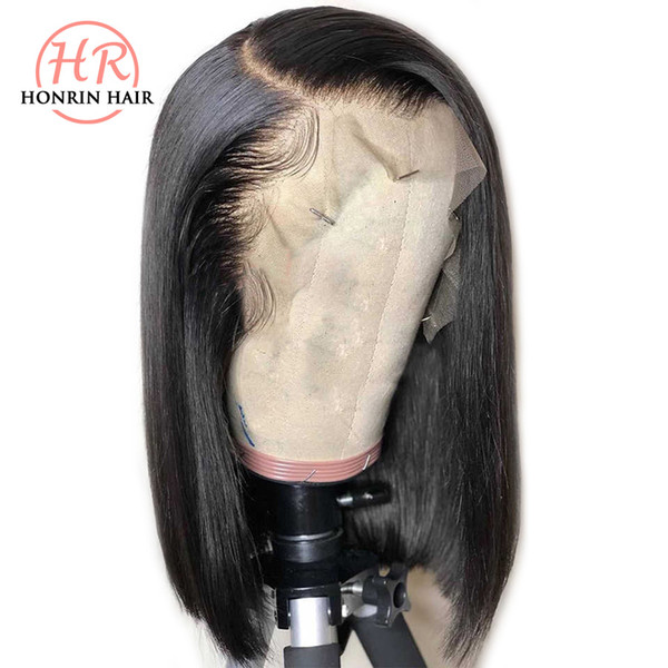 Honrin Hair Short Bob 13x6 Lace Front Wig Brazilian Virgin Human Hair Wig Pre Plucked Hairline 150% Density Bleached Knots With Baby Hair