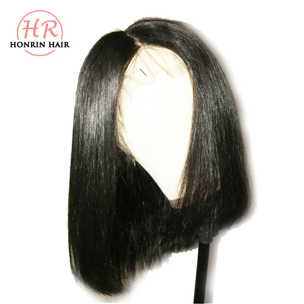 Honrin Hair Full Lace Wig Bob Malaysian Virgin Human Hair Bleached Knots Lace Front Wig 150% Density Pre Plucked Hairline With Baby Hairs