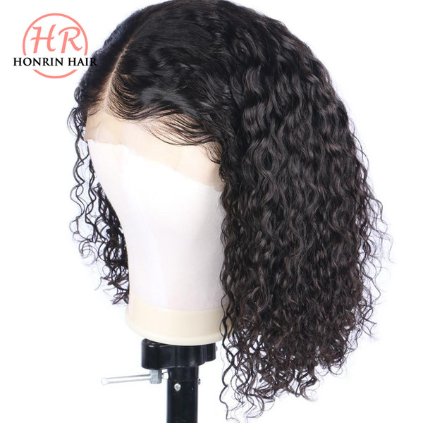 Honrin Hair Lace Front Wig Short Bob Curly Malaysian Virgin Human Hair Soft Full Lace Wig Deep Curly Pre Plucked 150% Density Glueless