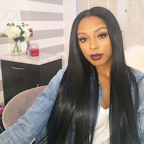 Peruvian Virgin Hair Full Lace Human Hair Wigs With Baby Hair Straight 150 Density Natural Hairline Lace Front Wigs Glueless Bleached Knots