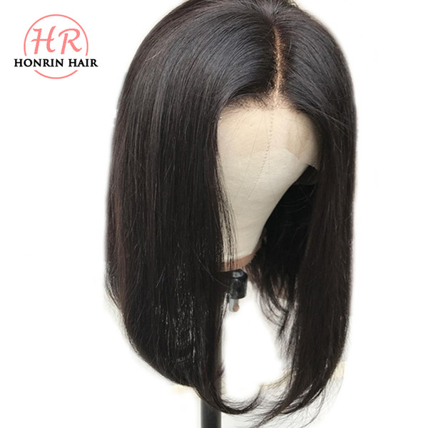 Honrin Hair Short Bob Wig 13x6 Deep Part Lace Front Wig Pre Plucked Hairline Brazilian Virgin Human Hair 130% Density Bleached Knots