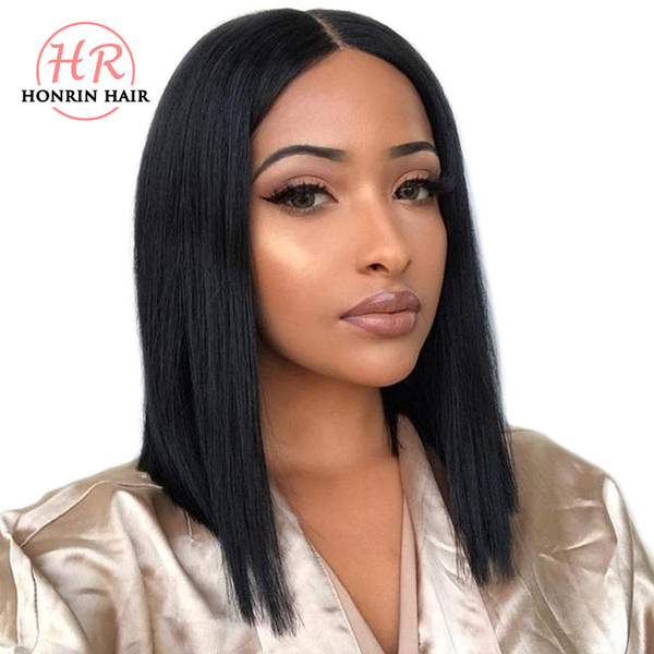 Honrin Hair Full Lace Wig Short Bob Brazilian Virgin Human Hair Bleached Knots Lace Front Wig 150% Density Pre Plucked With Baby Hairs