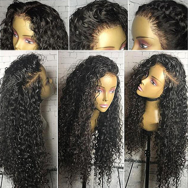 Lace Front Human Hair Wig Curly Brazilian Virgin Hair Deep Curly Pre-plucked Hairline 150% Density Full Lace Wig With Baby Hair Glueless