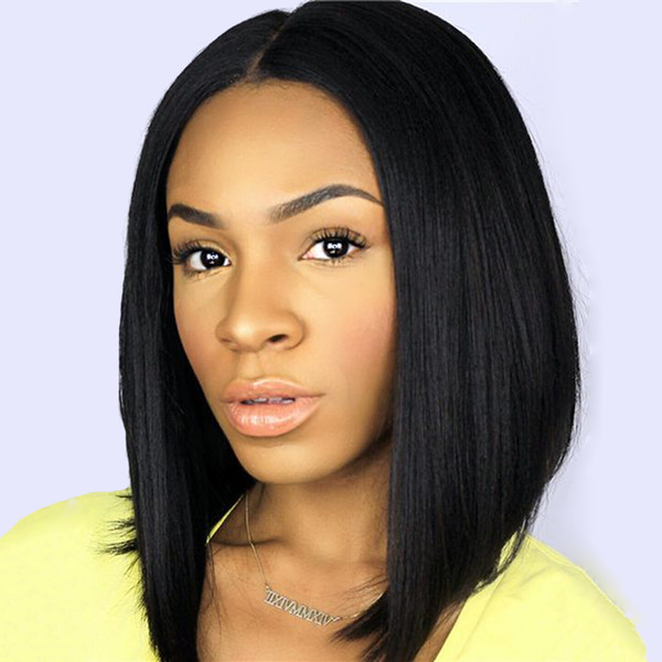 Human Hair Full Lace Wig Bob Malaysian Virgin Hair Lace Front Wig 150% Density Natural Pre-plucked Hairline With Baby Hair Bleached Knots