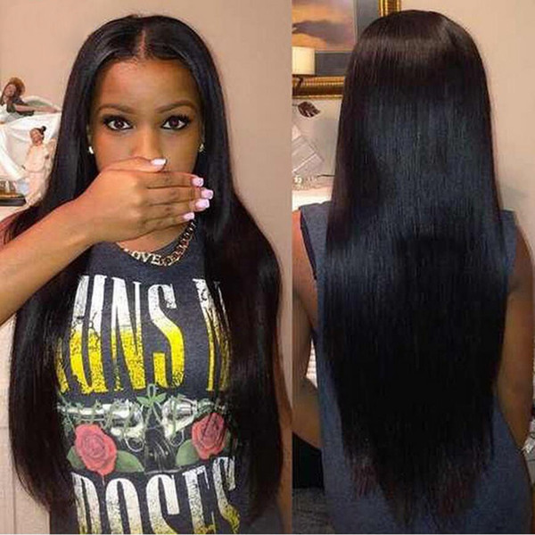 Lace Front Human Hair Wig Straight Malaysian Virgin Hair 150% Density Pre-plucked Hairline With Baby Hair Full Lace Wig Bleached Knots