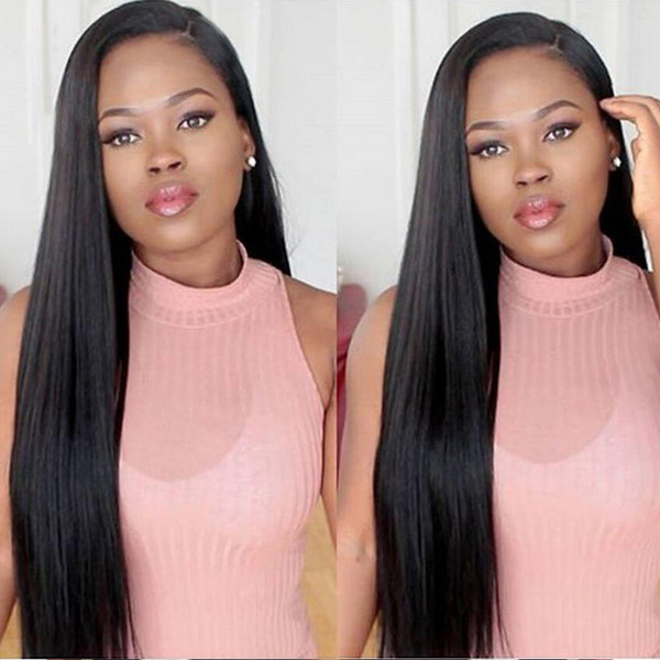 Full Lace Human Hair Wig Straight Burmese Virgin Hair 150% Density Pre-plucked Hairline With Baby Hair Lace Front Wig Bleached Knots