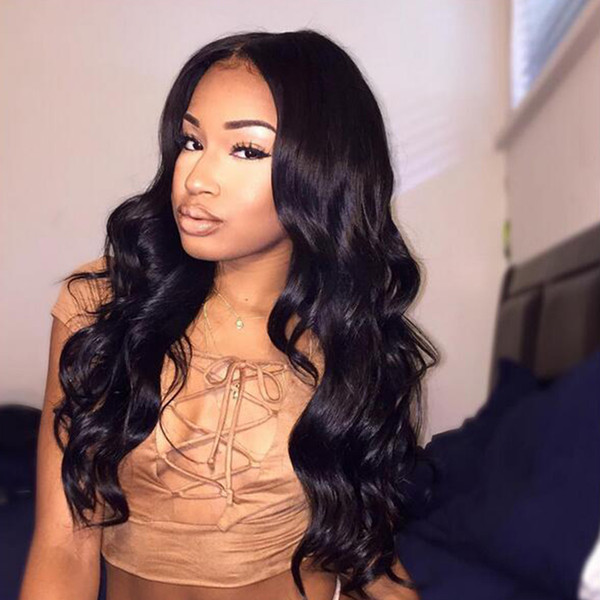 Lace Front Human Hair Wig Wavy Indian Virgin Hair Pre-plucked Hairline Body Wave 150% Density Full Lace Wig With Baby Hair Bleached Knots