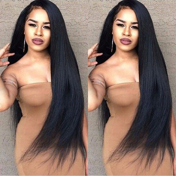 Lace Front Human Hair Wig Silky Straight 180% Density Brazilian Virgin Hair Pre-plucked Hairline With Baby Hair Full Lace Wig Bleached Knots