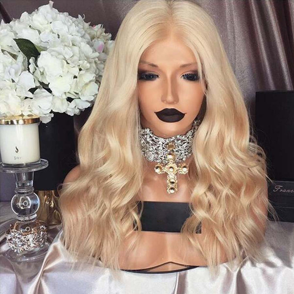 Lace Front Human Hair Wigs Wavy Blonde Brazilian virgin Hair 150% Density Full Lace Wigs Natural Hairline Glueless Bleached Knots