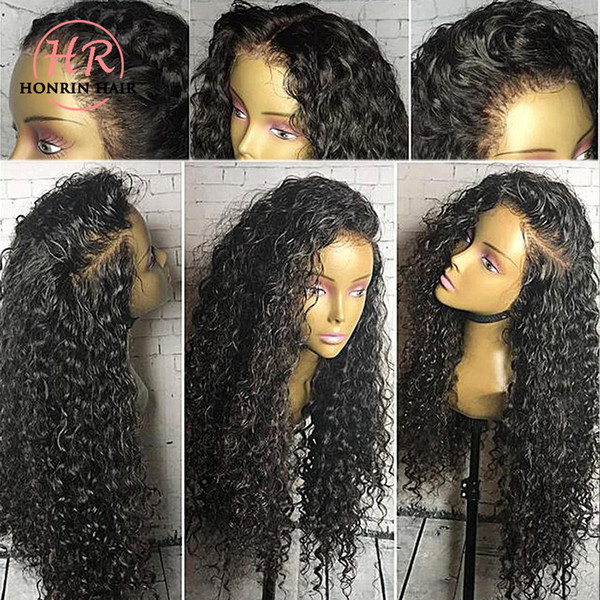 Honrin Hair Full Lace Human Hair Wig Curly Malaysian Virgin Hair Lace Front Wig Pre Plucked Hairline 150% Density Bleached Knots Glueless