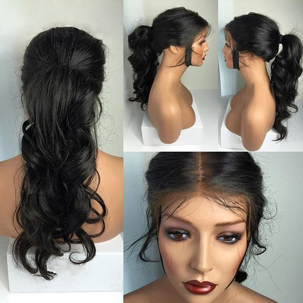 Deep Part Lace Front Human Hair Wig Natural Wave Full Lace Wig Brazilian Virgin Hair 150% Density Pre Plucked Hairline With Baby Hair