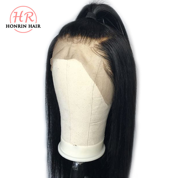 Honrin Hair Silky Straight 13x6 Deep Part Lace Front Wig Pre Plucked Peruvian Virgin Human Hair 150% Density Bleached Knots Glueless