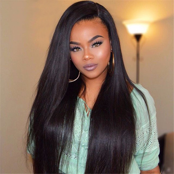 Lace Front Human Hair Wigs For Black Women 180% Density Long Straight Malaysian Virgin Hair Natural Hairline Bleached Knots Unprocessed