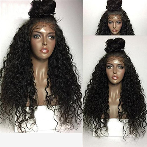 Lace Front Human Hair Wigs Curly Peruvian Virgin Hair Water Wave With Baby Hair Natural Hairline Bleached Knots Full Lace Wigs Glueless