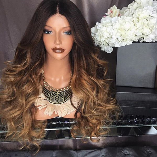 Full Lace Human Hair Wigs Ombre T1b/4/30 Wavy 150% Density Natural Hairline Malaysian Virgin Hair Bleached Knots With Baby Hair Glueless