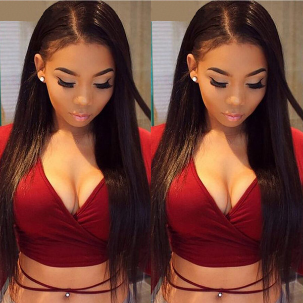 Full Lace Human Hair Wigs Straight 150% Density With Baby Hair Brazilian Virgin Hair For Black Women Lace Front Wigs Bleached Knots