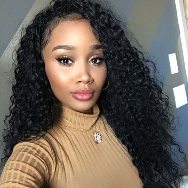 Lace Front Human Hair Wigs Peruvian Virgin Hair Kinky Curly For Black Women Full Lace Wig With Baby Hair Natural Hairline Bleached Knots