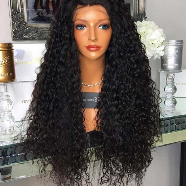 Brazilian Virgin Hair Kinky Curly 180% Density Full Lace Human Hair Wigs For Black Women With Baby Hair Glueless Bleached Knots