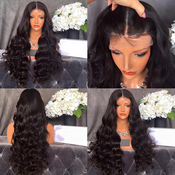 Lace Front Human Hair Wigs Wavy With Baby Hair 150% Density Unprocessed Peruvian Virgin Hair For Black Women Lace Front Wigs Bleached Knots