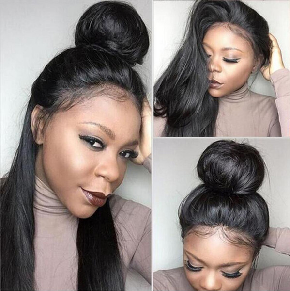 Full Lace Human Hair Wigs Straight Peruvian Virgin Hair Natural Hairline Unprocessed 150 Density With Baby Hair For Black Women Glueless