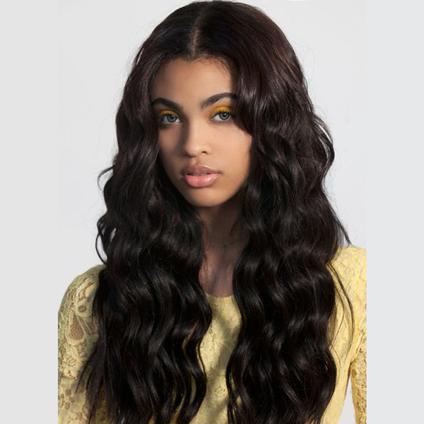 Full Lace Human Hair Wig Wavy Natural Wave 150% Density Peruvian Virgin Hair Natural Pre-plucked Hairline Lace Front Wig With Baby Hair