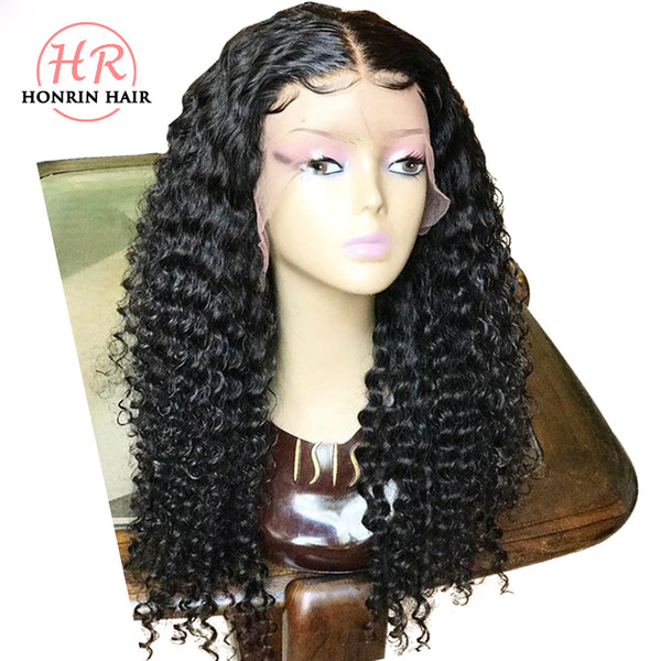 Honrin Hair 13x6 Deep Part Lace Front Wig Deep Curly Pre Plucked Hairline Full Lace Human Hair Wig Peruvian Virgin Hair 150% Density