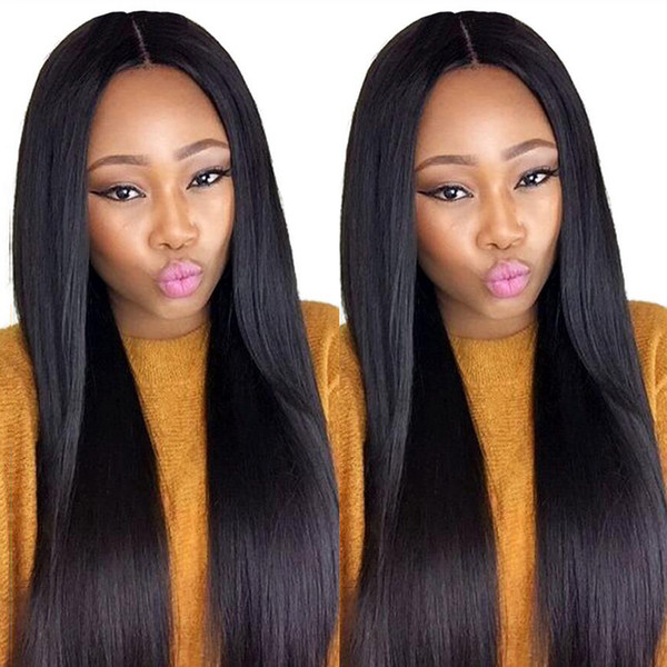 Deep Part Lace Front Human Hair Wig Silky Straight Full Lace Wig Malaysian Virgin Hair 150% Density Pre Plucked Hairline With Baby Hair