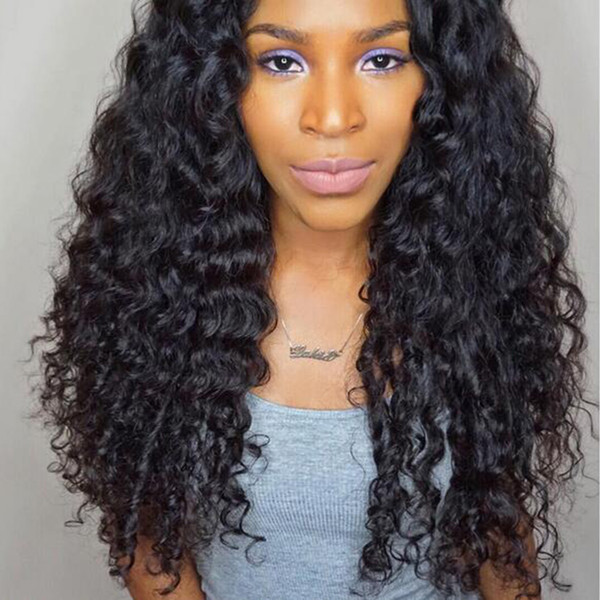 Full Lace Human Hair Wig Curly Brazilian Virgin Hair Loose Curl Pre-plucked Hairline Lace Front Wig With Baby Hair 180 Density Glueless