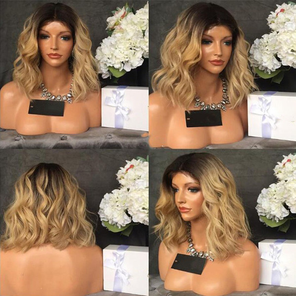 Full Lace Human Hair Wig Wave Ombre Two Tone Natural Wave Pre-plucked Hairline Lace Front Wig Malaysian Virgin Hair With Baby Hair Glueless