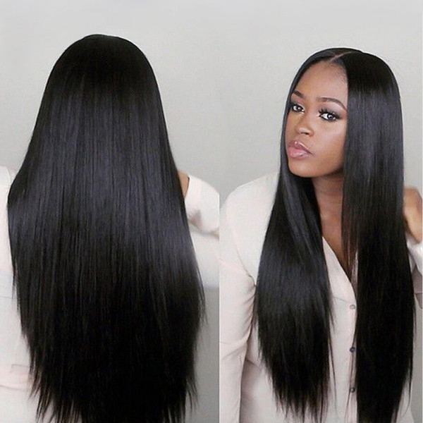 Full Lace Human Hair Wig Straight Pre-plucked Hairline 150% Density Peruvian Virgin Hair With Baby Hair Lace Front Wig Bleached Knots