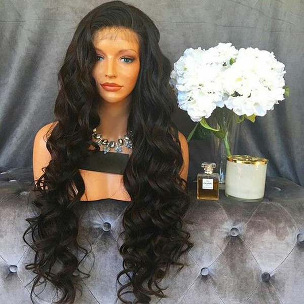 Full Lace Human Hair Wig Wavy Natural Wave Peruvian Virgin Hair Soft Lace Front Wig 150% Density Pre-plucked Hairline With Baby Hair