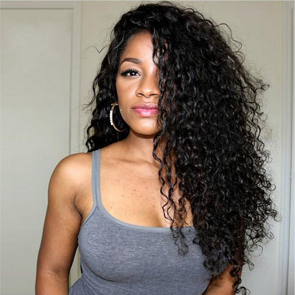 Peruvian Virgin Hair Kinky Curly Glueless 150% Density Lace Front Human Hair Wigs For Black Women Full Lace Wigs Glueless Bleached Knots