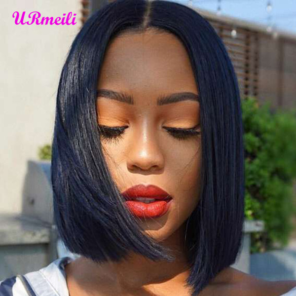 Short human hair lace front bob wigs For Black Women Brazilian Virgin Hair Bob lace front wigs Pre Plucked Hairline Bleached Knots URmeili