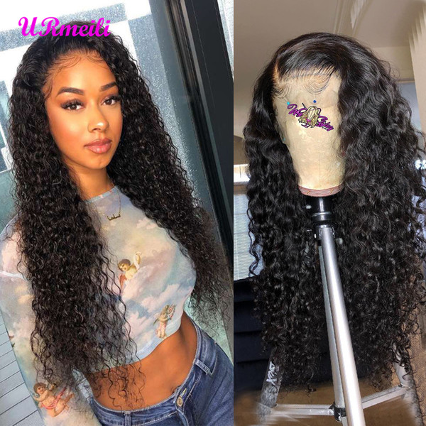 Kinky Curly Lace Front Human Hair Wigs For Black Women Deep Wave raw virgin indian hair Body Wave 4*4 lace closure natural wigs