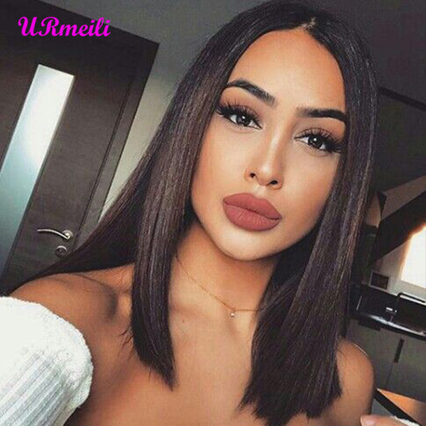 Short human hair lace front wigs For Black Women Brazilian Virgin Hair Bob Wig with Pre Plucked Hairline Bleached Knots human hair wigs