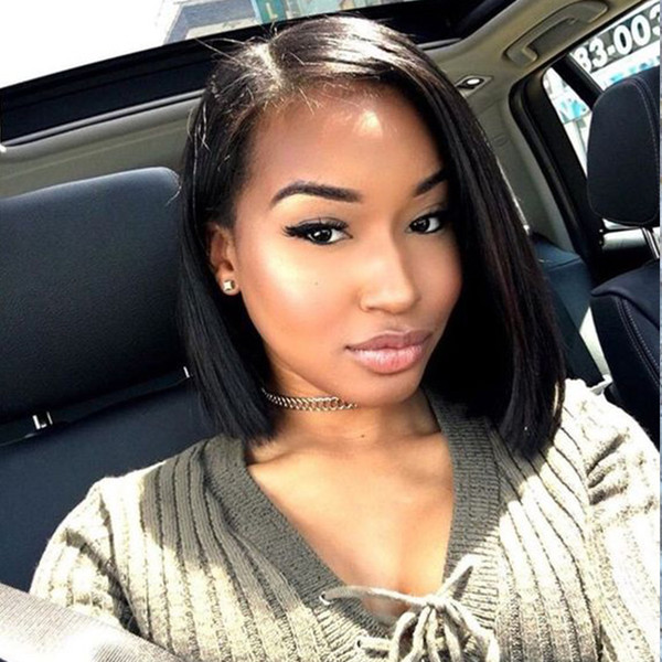 Pre Plucked Lace Front Human Hair Wigs For Black Women Glueless Indian Remy Hair Wavy Short Bob Wigs Full End With Baby Hair