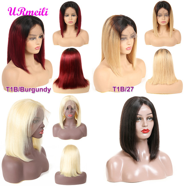 Lace Front Human Hair Wigs Ombre Blonde Short Human Hair Bob Wigs For Black Women 13X4 Straight Lace Front Wig Brazilian Remy Hair