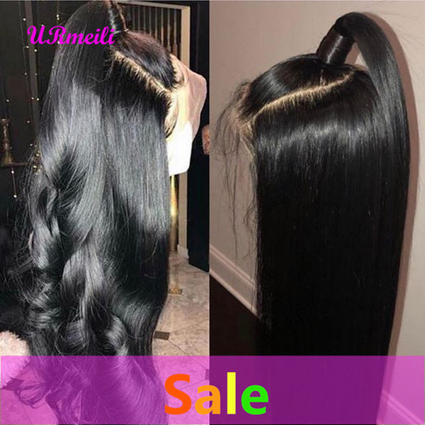 Brazilian Lace Front Human Hair Wigs For Black Women Brazilian Unprocessed Virgin Hair Straight Wig With Baby Hair Natural Hairline Full End