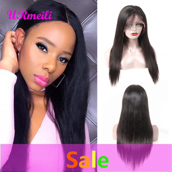 human hair lace front wigs Peruvian Straight Remy Hair Wig With Baby Hair Natural Pre Plucked Hairline Full End Perruques de cheveux humains