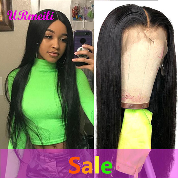 Straight Brazilian Virgin Made Hair Wig Lace Front Wigs Pre Plucked Human Hair 13x4 Lace Wigs With Baby Hair Natural Black Remy Wig