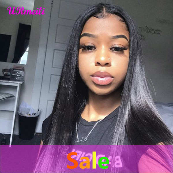 Brazilian Lace Front Human Hair Wigs For Women 150% Density Remy Hair Straight Lace Front Wigs With Baby Hair Full End Natural Black